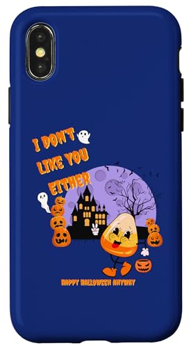 Hülle für iPhone X/XS "I Don't Like You Either Cute Peace" Zeichen Candy Corn Halloween von Mestiza Rebel Art