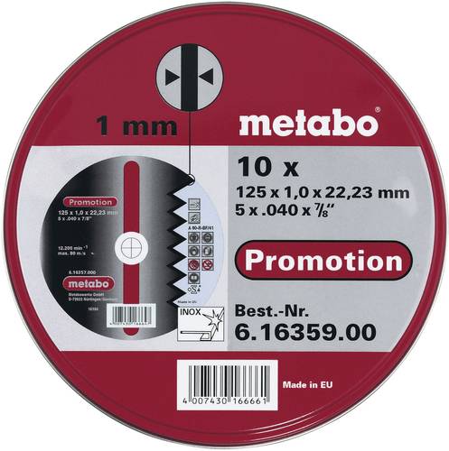 Metabo 616359000 Trennscheibe gerade 125mm 10 St. Stahl, Edelstahl Metabo 616359000 Trennscheibe gerade 125mm 10 St. Stahl, Edelstahl von Metabo