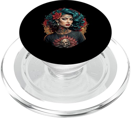 Chicano Chicana La Raza Barrio Tattoo Art Tod PopSockets PopGrip für MagSafe von Mexico Muralismo Chicano Power Fiesta Flowers