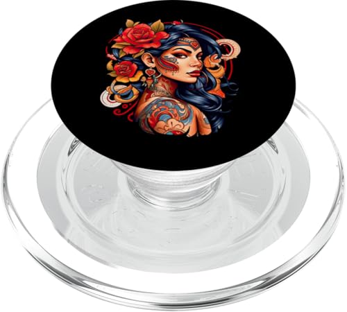 Chicano Chicana La Raza Barrio Tattoo Art Tod PopSockets PopGrip für MagSafe von Mexico Muralismo Chicano Power Fiesta Flowers