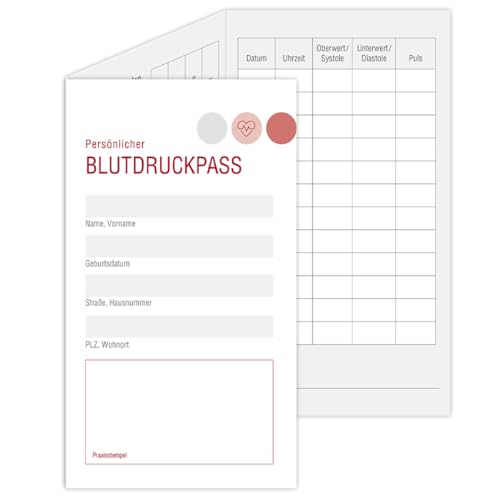 Blutdruckpässe mit Medikamentenplan, handliches Format: 9x15 cm, 6-seitig, 200 Stück von Meyer-Wagenfeld