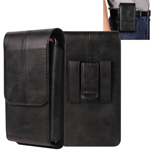 Mfzifya Vertikale Handy-Gürteltasche, Schutzhülle mit Gürtelclip für:Galaxy A54/A55/A56/A57Xiaomi 14, iPhone 14/15/16/17 Pro Max usw. (Schwarz - ML05496-6,9") von Mfzifya