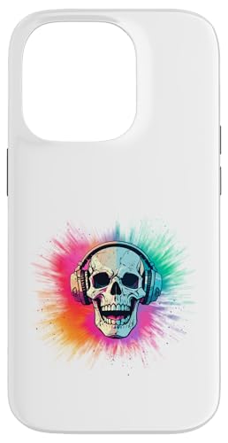 Skull with headphones and Colorexplosion Hülle für iPhone 14 Pro von MiKa Design