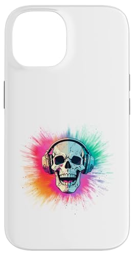 Skull with headphones and Colorexplosion Hülle für iPhone 14 von MiKa Design