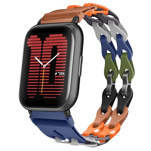 MiKoyi 20 mm Silikon Armband Kompatibel mit Amazfit Active/GTR Mini/GTS 4 / GTS 4 Mini/Bip 3, Weiche Atmungsaktive Wasserdichte Verstellbar Armbänder für Amazfit Bip 3 Pro/GTS 3, Grün Bunt von MiKoyi