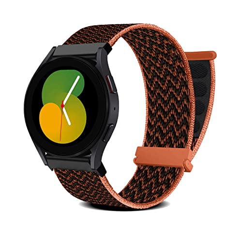 MiRowy 20mm Armband für Samsung Galaxy Watch FE/Watch 7/6/5(40mm 44mm), Galaxy Watch 6 Classic 43mm 47mm Nylon Ersatzarmband Sport Armbänder für Galaxy Watch 7/6/5/5 Pro/4/Watch FE - Schwarz&Orange von MiRowy