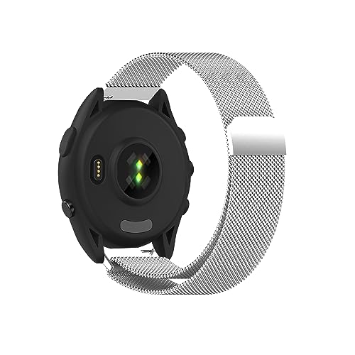 MiRowy 22mm Metall Armband für Garmin Venu 3/Garmin Forerunner 265/Forerunner 255/255 Music Armbänder, Magnetisch Edelstahl Uhrenarmband Ersatzband für Garmin Vivoactive 4/Garmin Venu 2 - Silber von MiRowy