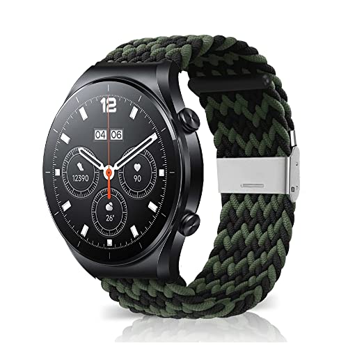 MiRowy 22mm Armband für Xiaomi Redmi Watch 5 Active/Xiaomi Redmi Watch 5 Lite/Watch S4 Sport/S3/S1 Pro, Nylon Ersatzband Armbänder für Xiaomi Watch 2/2 Pro/Mi Watch S1/S1 Active/Mi Watch, Schwarz/Grün von MiRowy