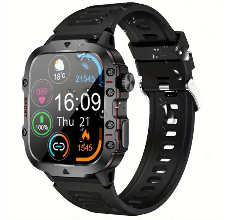 Mia&Coco Smartwatch für Damen Herren mit großem Bildschirm von 1,96 Zoll Smartwatch (5 cm/1,96 Zoll) großer Akkukapazität von 420 mAh, Wireless-Anrufe, Sprachunterstützung, 100+Sportmodi, mit Sperrbildschirm, lange Akkulaufzeit, Wettervorhersage, Wecker von Mia&Coco