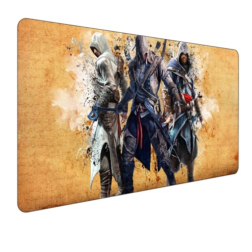 Assassin's Creed Gaming Mauspad,Groß Mousepad XXL 900 x 400 mm,rutschfeste Gummiunterseite genähte Kanten,für PC, Laptop,Großer Erweiterter Schreibtisch Schutz Für Home Office. von Miaosheng