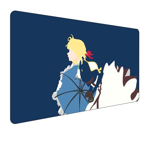 Evergarden Anime Mauspad,Gaming Mauspad,Groß Mousepad XXL 900 x 400 mm,rutschfeste Gummiunterseite genähte Kanten,für PC, Laptop,Großer Erweiterter Schreibtisch Schutz Für Home Office. von Miaosheng