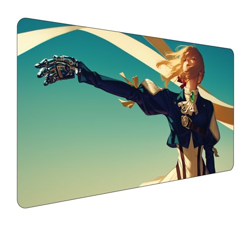 Evergarden Anime Mauspad,Gaming Mauspad,Groß Mousepad XXL 900 x 400 mm,rutschfeste Gummiunterseite genähte Kanten,für PC, Laptop,Großer Erweiterter Schreibtisch Schutz Für Home Office. von Miaosheng