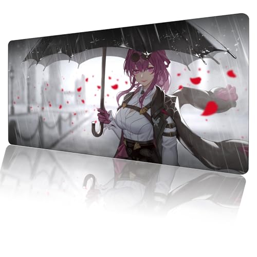 Gaming Mauspad,Honkai Anime Mauspad,Groß Mousepad XXL 900 x 400 mm,rutschfeste Gummiunterseite genähte Kanten,für PC, Laptop,Großer Erweiterter Schreibtisch Schutz Für Home Office. von Miaosheng