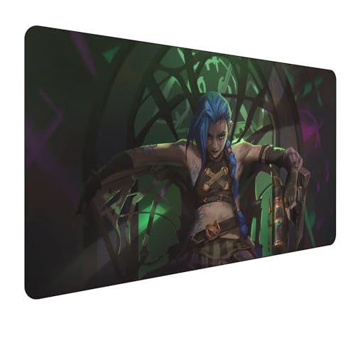 League of Legends Jin Gaming Mauspad,Groß Mousepad XXL 900 x 400 mm,rutschfeste Gummiunterseite genähte Kanten,für PC, Laptop,Großer Erweiterter Schreibtisch Schutz Für Home Office. von Miaosheng