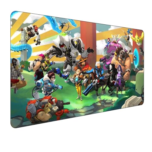 Overwatch Gaming Mauspad,Anime Mauspad,Groß Mousepad XXL 900 x 400 mm,rutschfeste Gummiunterseite genähte Kanten,für PC, Laptop,Großer Erweiterter Schreibtisch Schutz Für Home Office. von Miaosheng