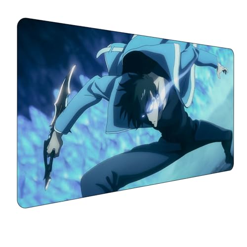 Solo Leveling Anime Mauspad,Gaming Mauspad,Groß Mousepad XXL 900 x 400 mm,rutschfeste Gummiunterseite genähte Kanten,für PC, Laptop,Großer Erweiterter Schreibtisch Schutz Für Home Office. von Miaosheng