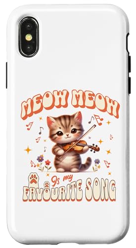 Hülle für iPhone X/XS Niedlicher Katzen Musiker Violine Mieze Geige Katze von Miau, Miau, Kätzchen Musik