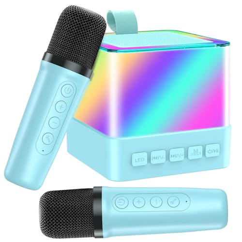 Karaoke Maschine mit 2 Drahtlosen Mikrofonen, Mikrofon Kinder Tragbare, Bluetooth Karaoke Elektronisches Spielzeug mit LED-Lichteffekten, Geschenke für Alter 3-18 Kinder, Jungen, Mädchen von MicQutr