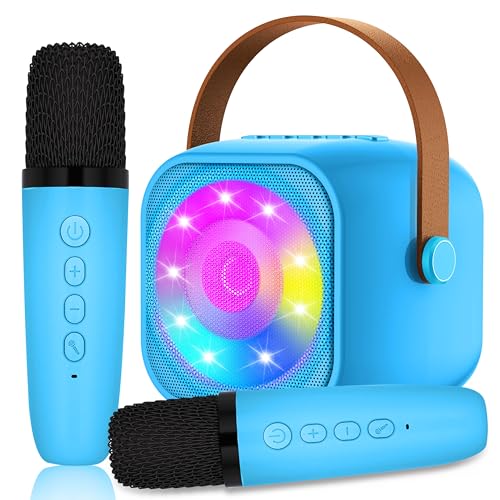 Karaoke Maschine mit 2 Drahtlosen Mikrofonen, Mikrofon Kinder Tragbare, Bluetooth Karaoke Elektronisches Spielzeug mit LED-Lichteffekten, Geschenke für Alter 3-18 Kinder, Jungen, Mädchen von MicQutr