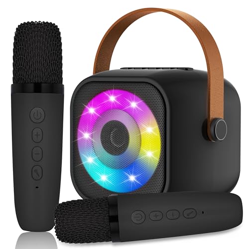 Karaoke Maschine mit 2 Drahtlosen Mikrofonen, Mikrofon Kinder Tragbare, Bluetooth Karaoke Elektronisches Spielzeug mit LED-Lichteffekten, Geschenke für Alter 3-18 Kinder, Jungen, Mädchen von MicQutr