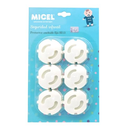 MICEL - 00472 - Fester Steckdosenschutz für Kinder, verhindert Unfälle mit elektrischem Strom, ABS, weiß, 35 x 32 x 15 mm von Micel