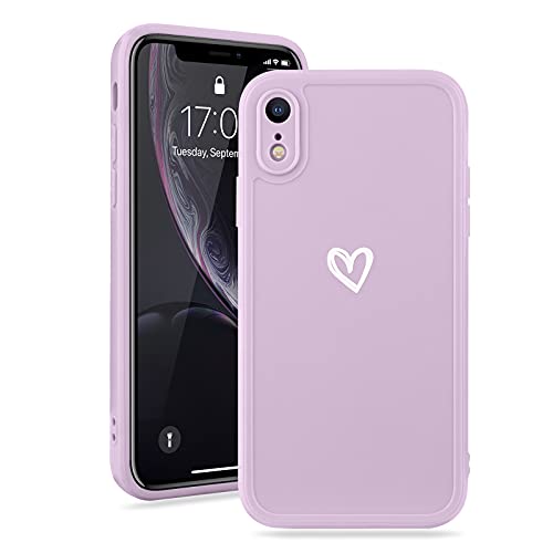 Micoden Kompatibel mit iPhone Xr Hulle Mädchen Niedlich Graffiti Love Heart Herz Muster Handyhulle Anti-Gelb Weich Silikon Bumper Case Kameraschutz Stoßfeste Schutzhülle,Lila von Micoden