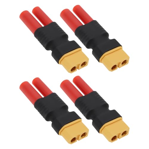 Micro Traders XT60 männlicher Kopf auf HXT4 4 mm Bananenstecker HXT4 Bananenstecker Adapter 55 mm RC Cars Batterieadapter Konverter für Drohnenbatterien, 4 Stück von Micro Traders