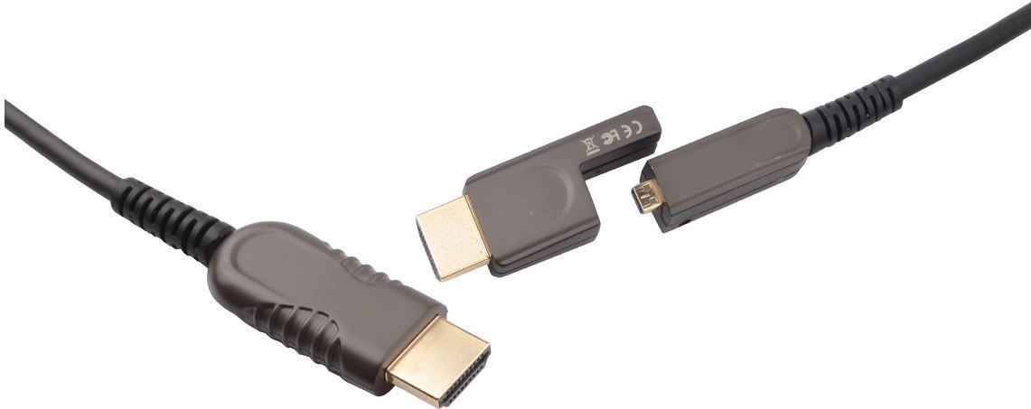 MicroConnect Premium - HDMI-Kabel mit Ethernet - HDMI m�nnlich zu mikro HDMI m�nnlich - 20,0m - Hybrid Kupfer/Kohlefaser - Schwarz - 1080p-Unterst�tzung, HAOC-Kabel (Hybrid Active Optical Cable), Dolby DTS-HD Master Audio-Unterst�tzung, Dolby TrueHD-Unterst�tzung, bi-direktional, unterst�tzt 4K 60 Hz (4096 x 2160) (HDM191920V2.0DOP) von MicroConnect