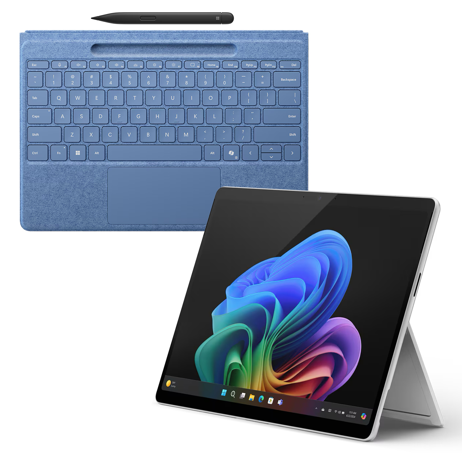 Microsoft Surface Pro OLED Copilot+ PC - 16GB - 512GB - X Elite inkl. Pro Flex Keyboard mit Pen blau - 13" OLED touchscreen - platinum von Microsoft