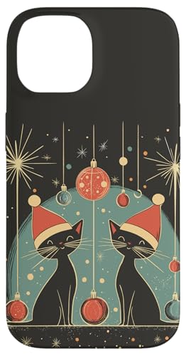 Hülle für iPhone 14 Modernes Weihnachten aus der Mitte des Jahrhunderts | Weihnachten mit Katzen aus der Mitte des Jahrhunderts von Mid Century Modern Christmas Shirts