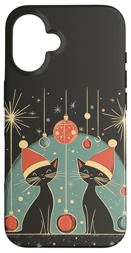 Hülle für iPhone 16 Modernes Weihnachten aus der Mitte des Jahrhunderts | Weihnachten mit Katzen aus der Mitte des Jahrhunderts von Mid Century Modern Christmas Shirts