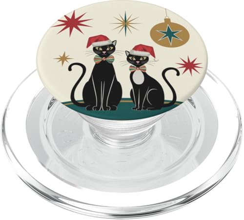 Modernes Weihnachten aus der Mitte des Jahrhunderts | Weihnachten mit Katzen aus der Mitte des Jahrhunderts PopSockets PopGrip für MagSafe von Mid Century Modern Christmas Shirts