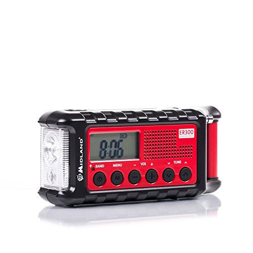 Midland ER300 multifunktionales Emergency Kurbel-Radio, Powerbank, AM/FM-Funkempfänger, Dynamo-Taschenlampe, wiederaufladbare Akkus, USB-Kabel, C1173 von Midland