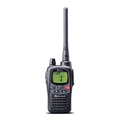 Midland G9 Pro Funkgerät, wasserdichtes IPX4 zertifiziertes Outdoor Walkie Talkie, mit 32 PMR446-Kanälen , AA 1800 mAh Akkus, Standladegerät und Gürtelclip, C1385 von Midland