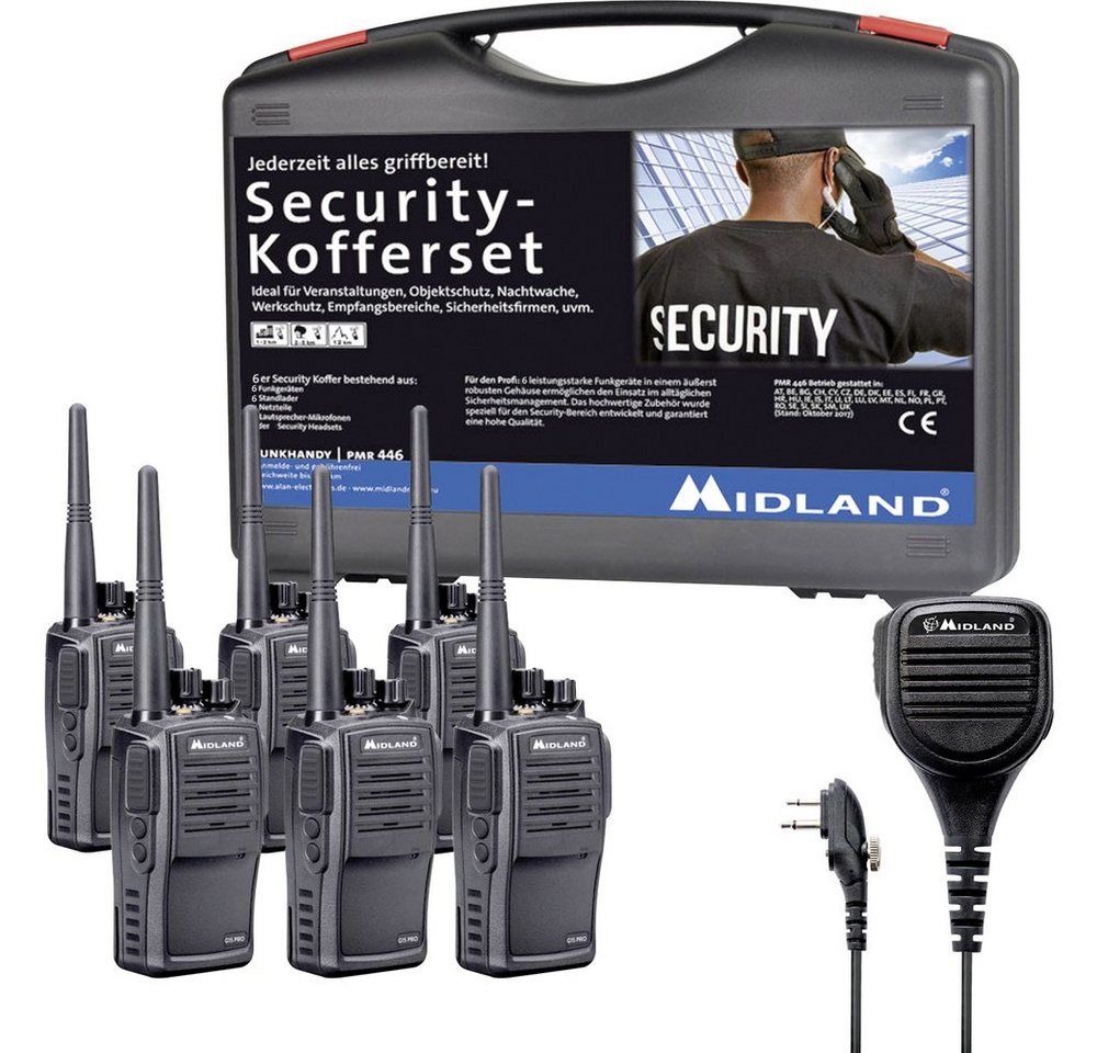 Midland Walkie Talkie Midland G15 Pro PMR 6er Security inkl. MA 25-M C1127.S5 PMR-Handfunkg von Midland