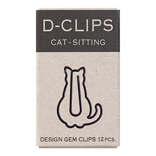 Midori Büroklammern, D-Clips Mini-Box, Vogel-Design, 12 Stück (43354006) Sitzende Katze von Designphil