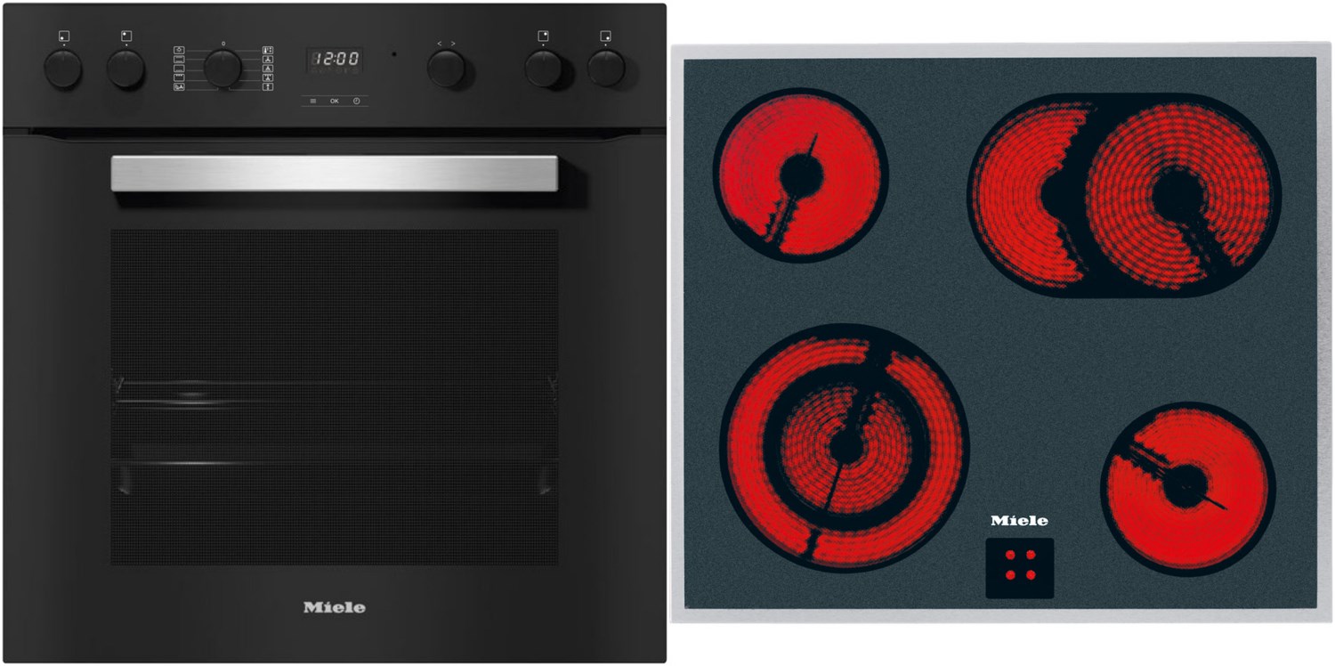 TwinSet Comfort Herdset bestehend aus H 2459 E + KM 6003 LPT obsidianschwarz + edelstahl / A+ von Miele