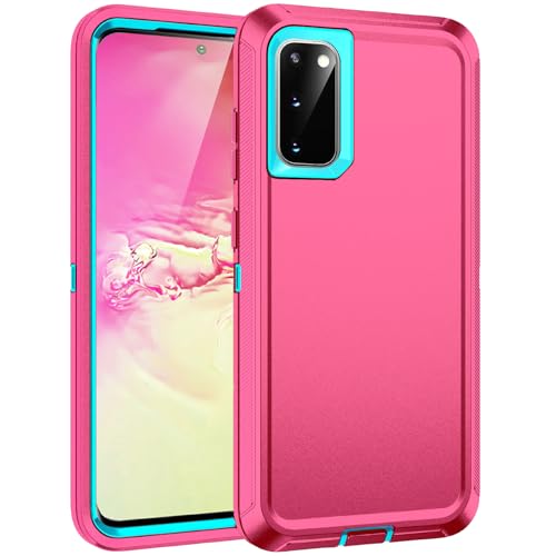 Mieziba Schutzhülle für Galaxy S20 5G, stoßfest, sturzsicher, staubdicht, 3-lagiger Rundumschutz, robuste, stoßfeste Hartschale für Galaxy S20, Rosé/Türkis von Mieziba