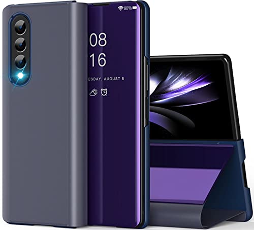 Migexxkj Handyhülle für Samsung Galaxy Z Fold 6 Hülle Klappbar Leder Tasche Case mit Ständer Stoßfest Dünn Spiegel Schutzhülle Cover Etui für Samsung Galaxy Z Fold 6 5G (Lila) von Migexxkj