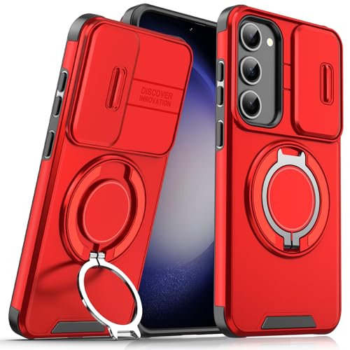 für Samsung Galaxy S23 Hülle mit Mag-Safe,S23 Hülle mit Magnetisch Ring Ständer Kameraschutz Case Schutzhülle Handytasche Handyhülle für Samsung S23 5G (Rot) von Migexxkj