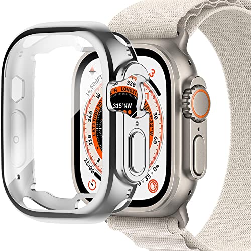 Miimall Hülle Kompatibel mit Apple Watch Ultra 49mm Schutzhülle Displayschutz, Flexibel TPU Kratzfest Rundum Schutz Cover Case für Apple iWatch Ultra 49mm Silber von Miimall