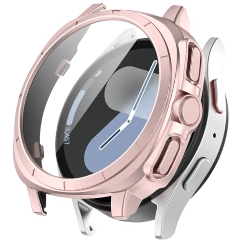 Miimall Hülle Kompatibel mit 40MM Galaxy Watch 7 Und Galaxy Watch 7 LTE Case,Kratzfest Gehäuse Displayschutz,PC Schutzhülle mit Schutzfolie für Galaxy Watch7 Schutzhülle Damen Rosa von Miimall