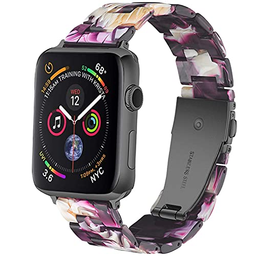 Miimall Kompatibel mit Apple Watch 49mm 45mm 44mm 42mm Armband, Damen Buntes Resin Harz Ersatzarmband Komfortabel Wasserdicht Ersatzband für iWatch Series 8/7/SE/6/5/4/3/2/1 - Blitz Lila von Miimall