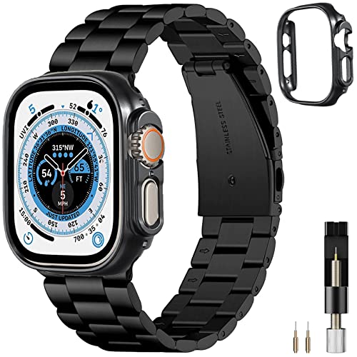 Miimall Kompatibel mit Apple Watch Ultra 2/ Ultra 49mm Armband mit Hülle, 1 x Edelstahl Metall Ersatz Armband für iWatch Ultra 2 49mm + 1 x PC Hülle für Apple Watch Ultra 2 49mm -Schwarz Miimall Kompatibel mit Apple Watch Ultra 2/ Ultra 49mm Armband mit Hülle, 1 x Edelstahl Metall Ersatz Armband für iWatch Ultra 2 49mm + 1 x PC Hülle für Apple Watch Ultra 2 49mm -Schwarz von Miimall