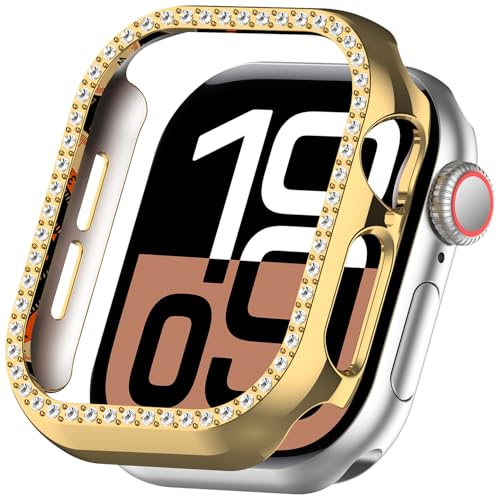 Miimall PC Gehäuse Kompatibel mit Apple Watch Series 10 42mm, Leichtgewicht Ultra-dünne Glitzer Schutzhülle Vollständiger Schutz für iWatch 10, Galvanisiertes Gold von Miimall