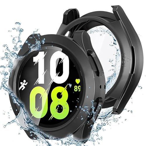 Miimall PC Hülle Kompatibel mit Samsung Galaxy Watch 7 40mm Schutzhülle,Wasserdicht Kratzfest Stoßfest Schutzrahmen,Eingebaut Gehärteter Glas Displayschutz für Galaxy Watch 7 Schutzhülle,Schwarz von Miimall