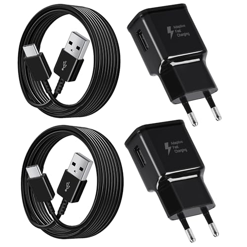 2er Pack USB Ladegerät mit Schnellladekabel Original für Samsung Galaxy A15 A14 A13 A04S A71 A55 A54 A53 A52S A40 A35 A34 A33 A25 A23 M34 M14 S8 S9 S10 S20, Schnellladegerät USB C Ladekabel Handy von Mijun