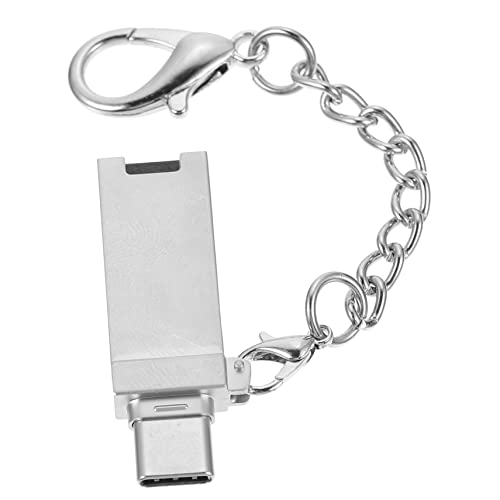 Mikikit 1Stk Typc-Kartenleser USB-Adapter schlüsselarmband schlüsselhalsband Typ-C-Adapter Type-C Speicherkartenleser Speicherleser Speicheradapter USB-Lesegerät Aluminiumlegierung Silver von Mikikit