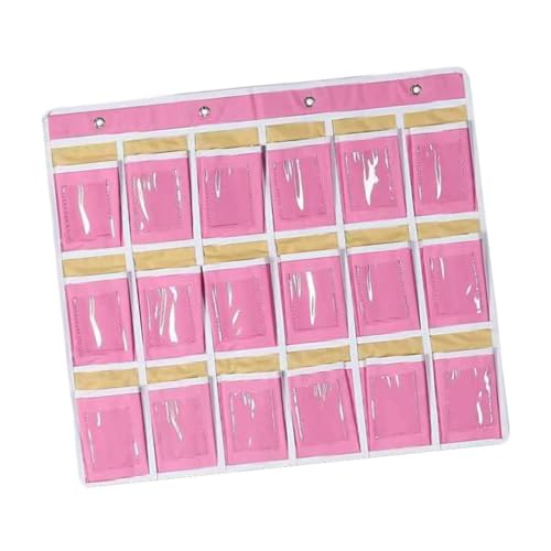 Milageto Taschen-Diagrammkarten-Taschen-Organizer für das Klassenzimmer für Mobiltelefone, Haushaltsorganisation, Hänge-Organizer für den Schrank im, Rosa 18 Gitter von Milageto