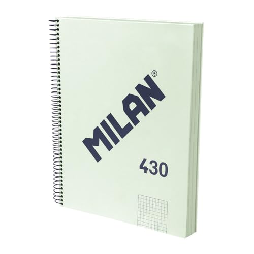 MILAN® Notizbuch A4, Hardcover, kariertes Papier (5 x 5 mm), 120 Blatt, 95 g/m², Gummi-Kollektion 430, grün von Milan